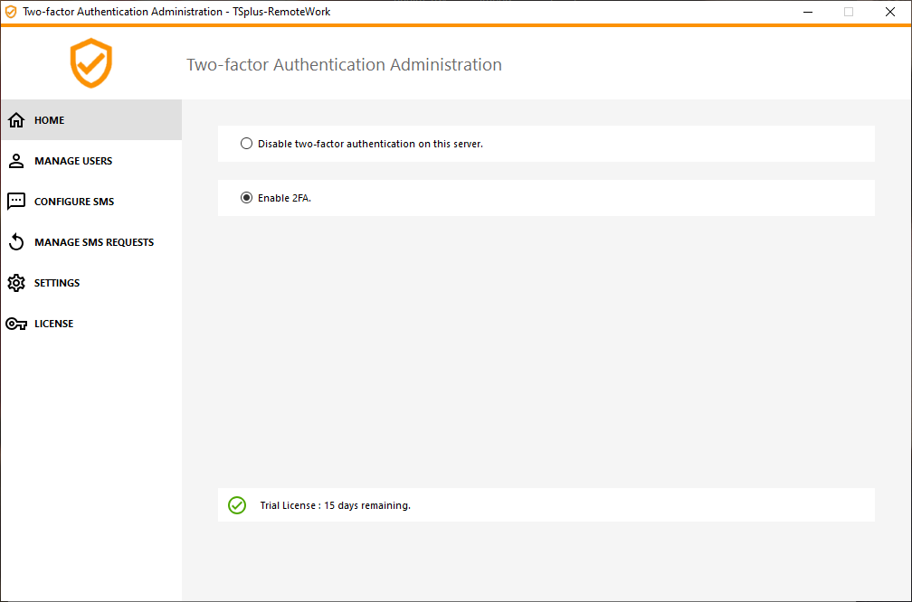 Two-factor Authentication is enabled