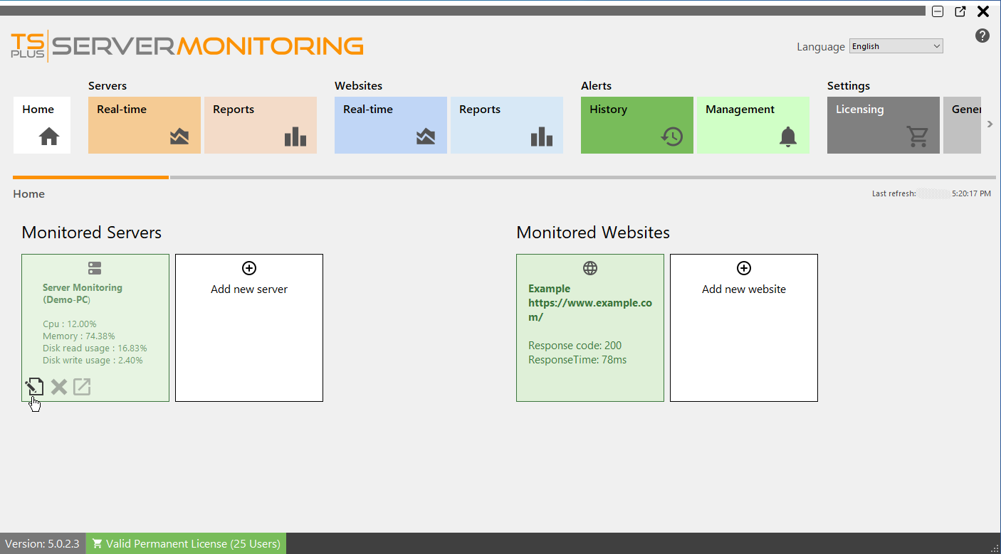 Servers Management Screenshot 1