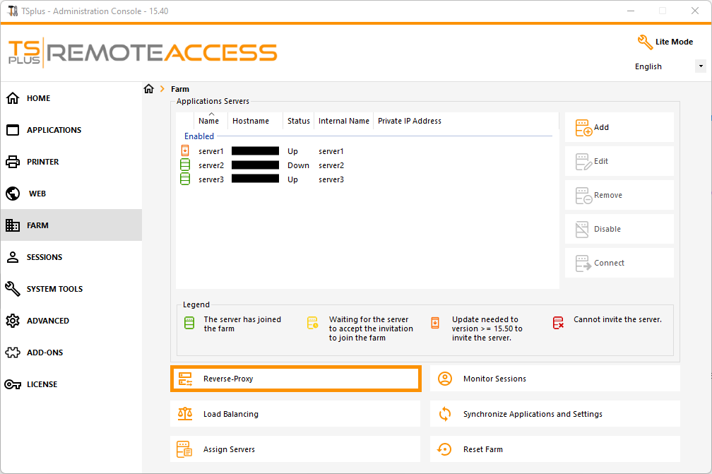 Farm Reverse Proxy Tab