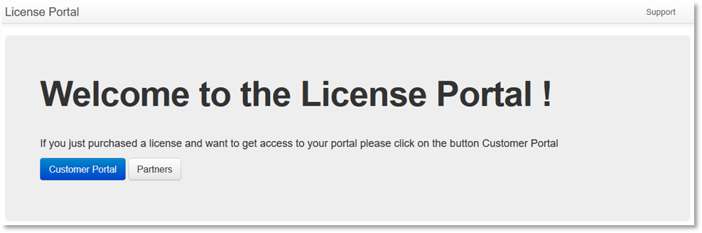 Home page - License Portal